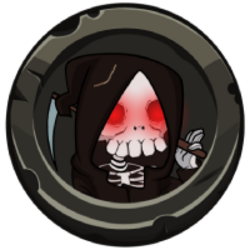 skull with ripped hood logo
